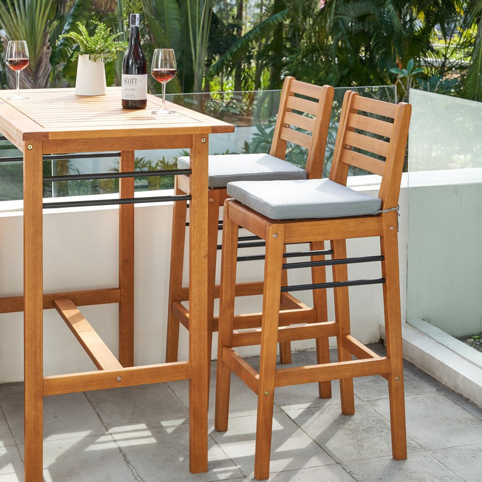 Light Wood Bar Chair with Metal Supports By Homeroots | Bar Stools | Modishstore - 3