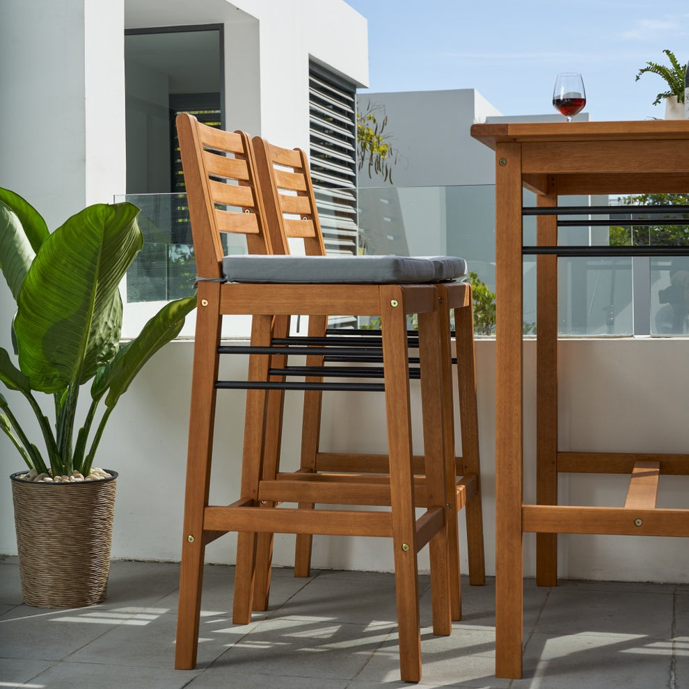 Light Wood Bar Chair with Metal Supports By Homeroots | Bar Stools | Modishstore - 4
