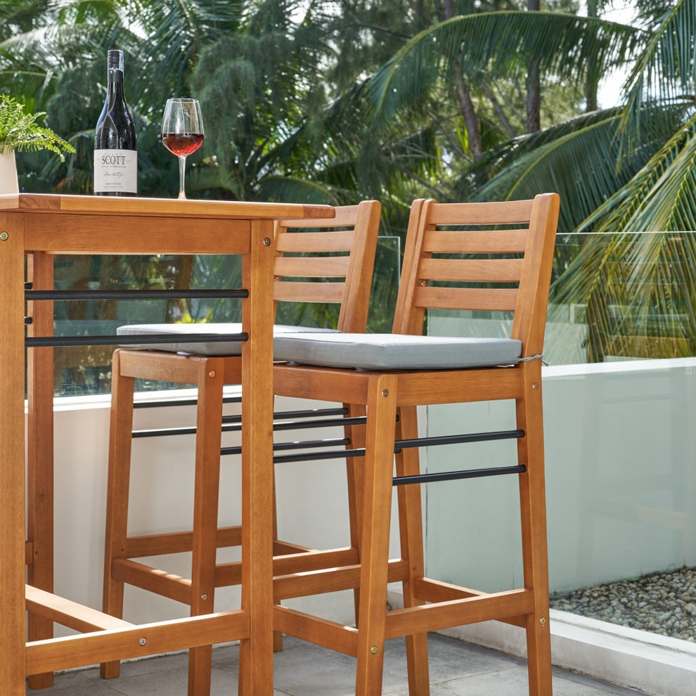 Light Wood Bar Chair with Metal Supports By Homeroots | Bar Stools | Modishstore - 5
