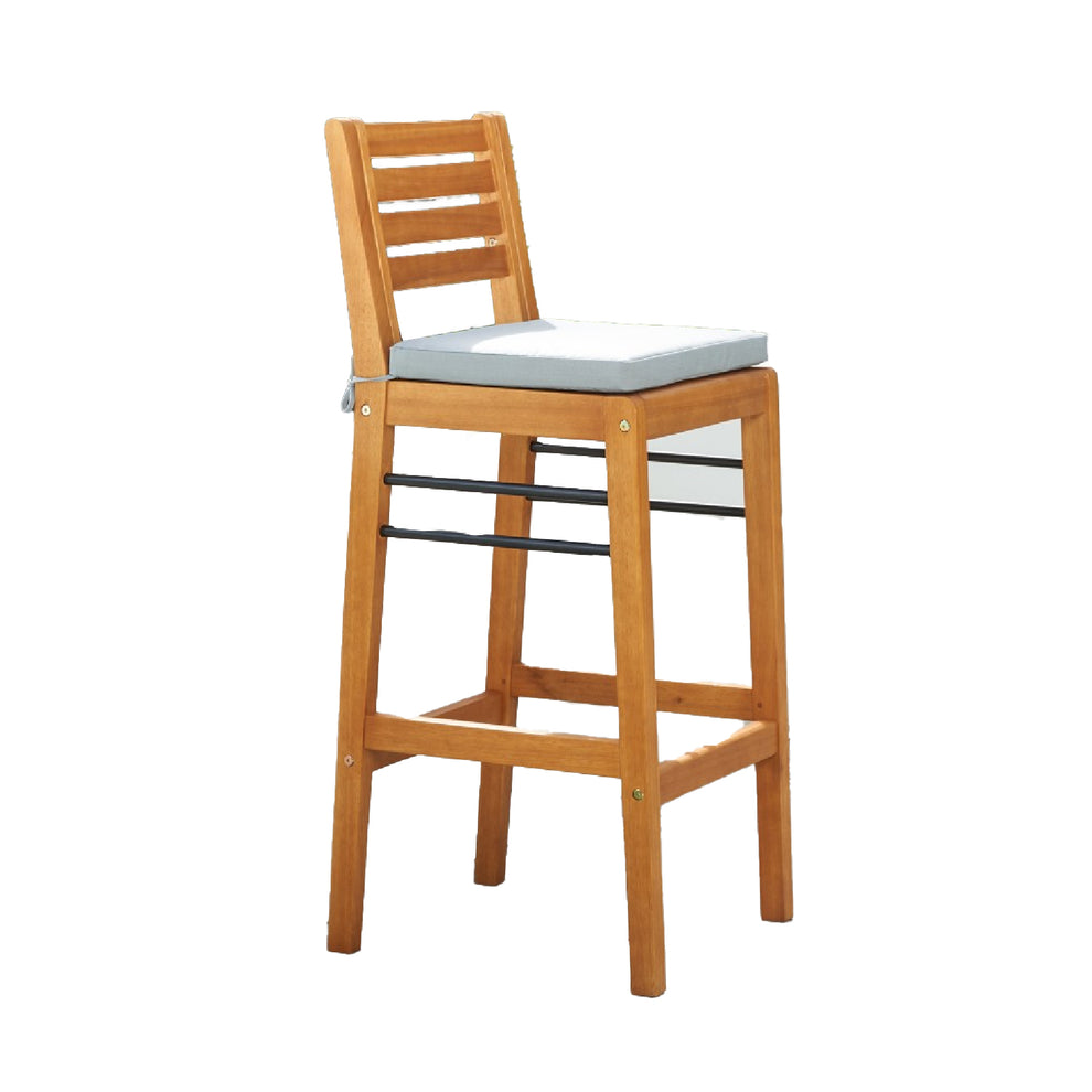 Light Wood Bar Chair with Metal Supports By Homeroots | Bar Stools | Modishstore - 6