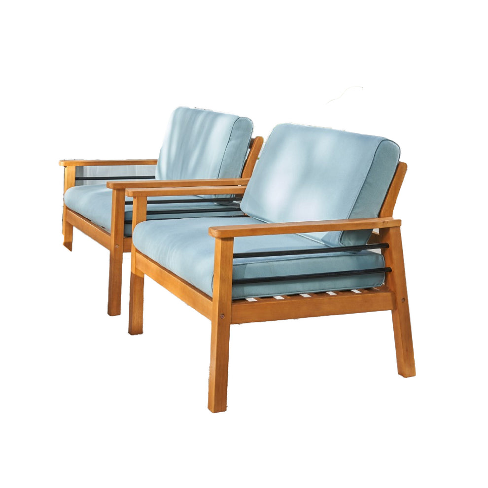 Natural Wood Sofa Chair with Metal Supports By Homeroots | Outdoor Chairs | Modishstore - 4