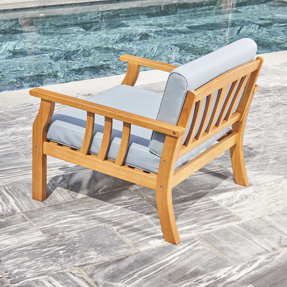 Light Wood Sofa Chair By Homeroots | Outdoor Chairs | Modishstore - 4