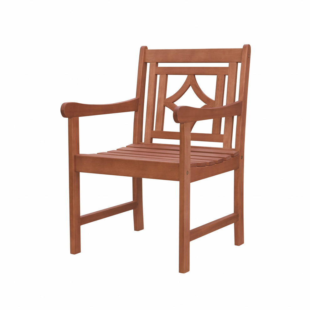 Brown Dining Armchair with Decorative Back By Homeroots | Outdoor Chairs | Modishstore - 2