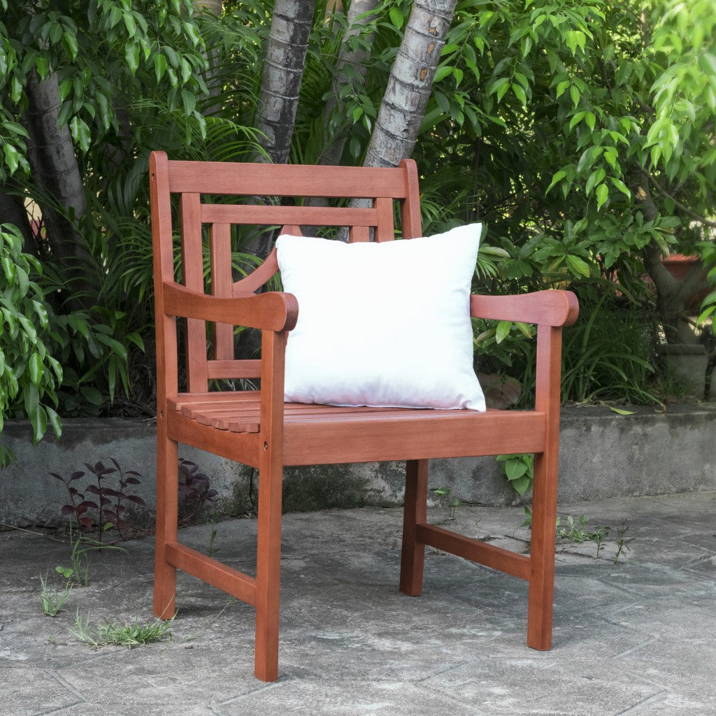 Brown Dining Armchair with Decorative Back By Homeroots | Outdoor Chairs | Modishstore