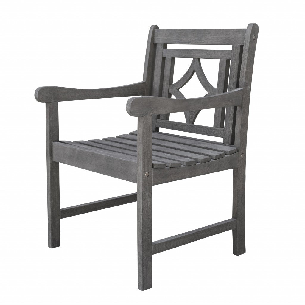 Distressed Dining Armchair with Decorative Back By Homeroots | Outdoor Chairs | Modishstore