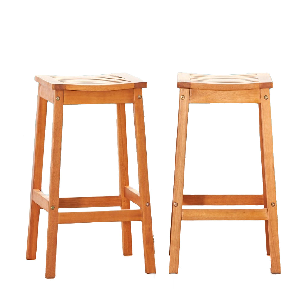 Natural Wood Patio Dining Stool By Homeroots | Outdoor Stools & Benches | Modishstore - 2