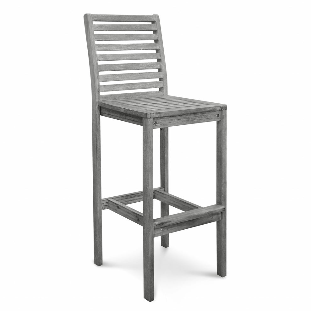 Distressed Bar Chair with Horizontal Slats By Homeroots | Bar Stools | Modishstore - 2