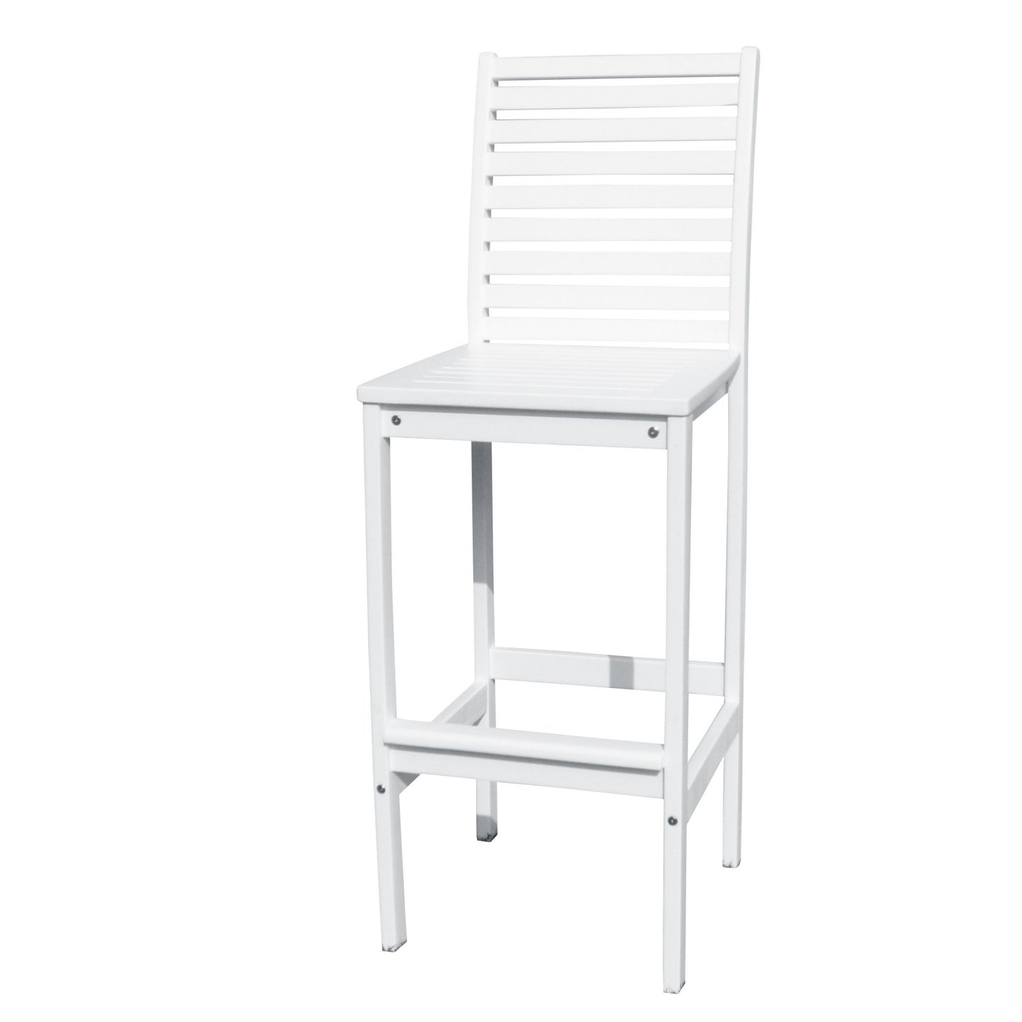 White Bar Chair with Horizontal Slats By Homeroots | Bar Stools | Modishstore - 2