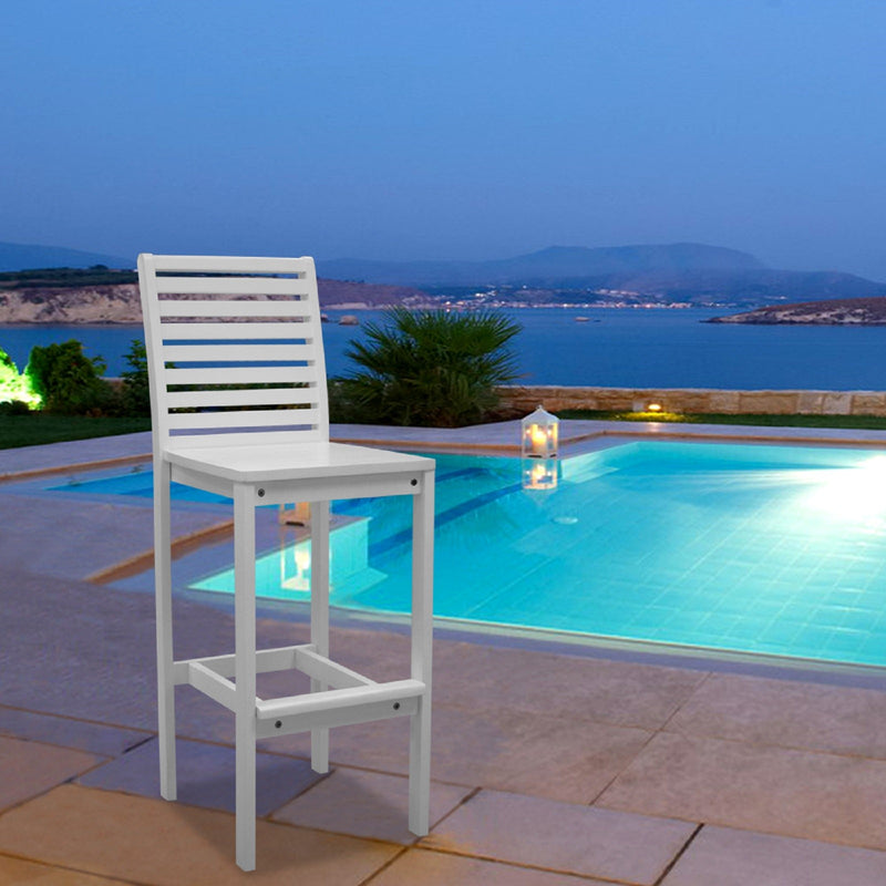 White Bar Chair with Horizontal Slats By Homeroots | Bar Stools | Modishstore
