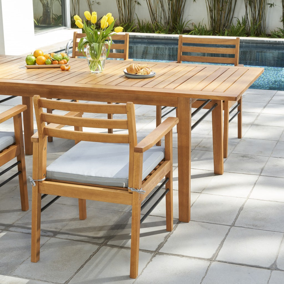 Light Wood Dining Chair with Metal Supports By Homeroots | Outdoor Chairs | Modishstore - 4