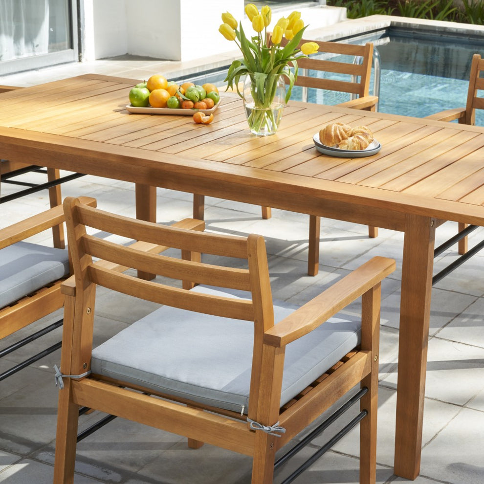 Light Wood Dining Chair with Metal Supports By Homeroots | Outdoor Chairs | Modishstore - 5
