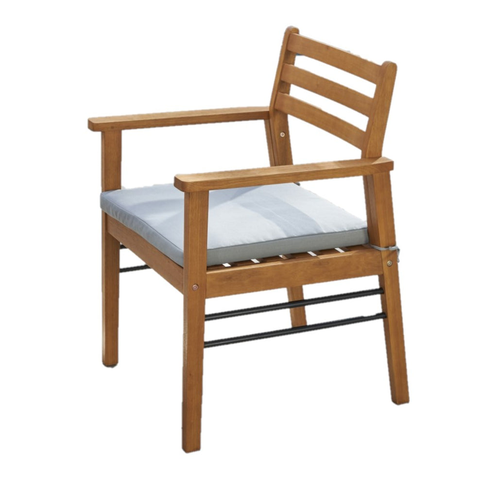 Light Wood Dining Chair with Metal Supports By Homeroots | Outdoor Chairs | Modishstore - 7