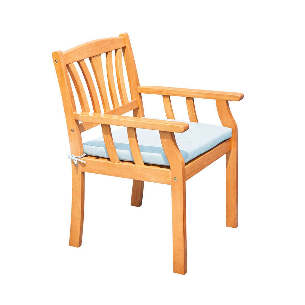 Light Wood Dining Armchair with Vertical Slats By Homeroots | Outdoor Chairs | Modishstore - 2