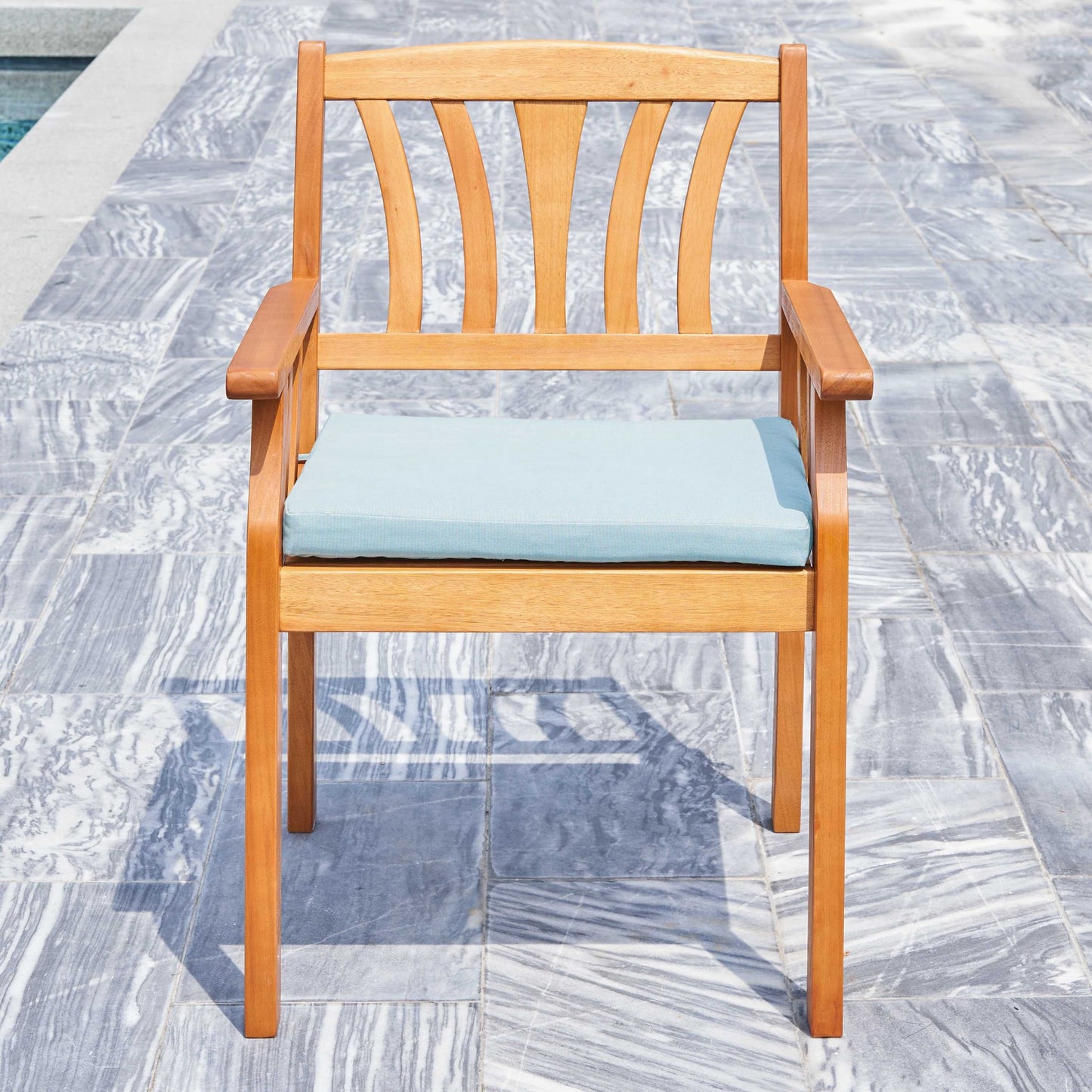 Light Wood Dining Armchair with Vertical Slats By Homeroots | Outdoor Chairs | Modishstore - 3