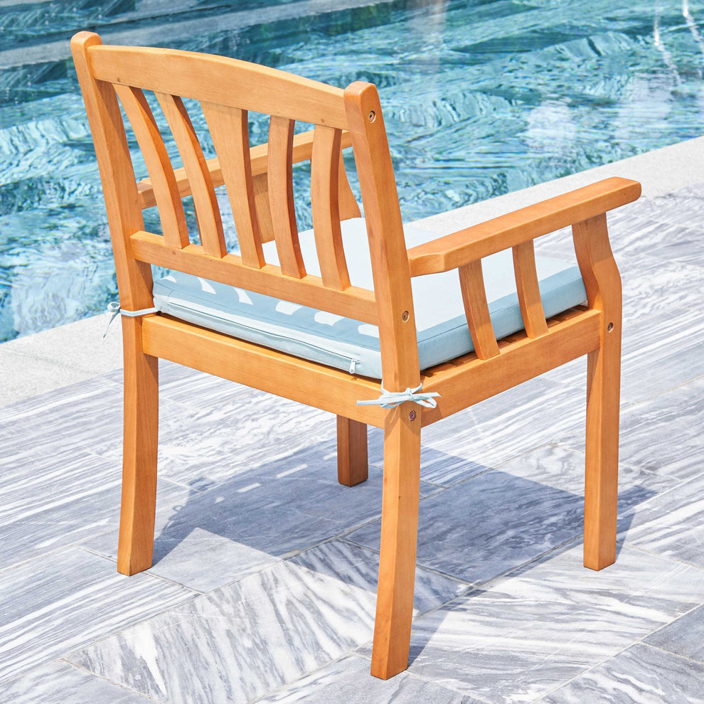 Light Wood Dining Armchair with Vertical Slats By Homeroots | Outdoor Chairs | Modishstore - 4