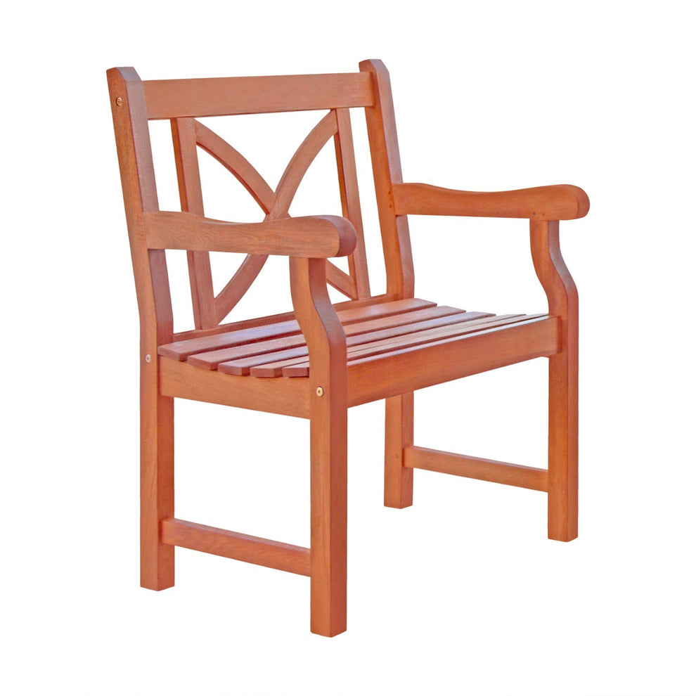 Brown Patio Armchair with Cross Back Design By Homeroots | Outdoor Chairs | Modishstore - 2