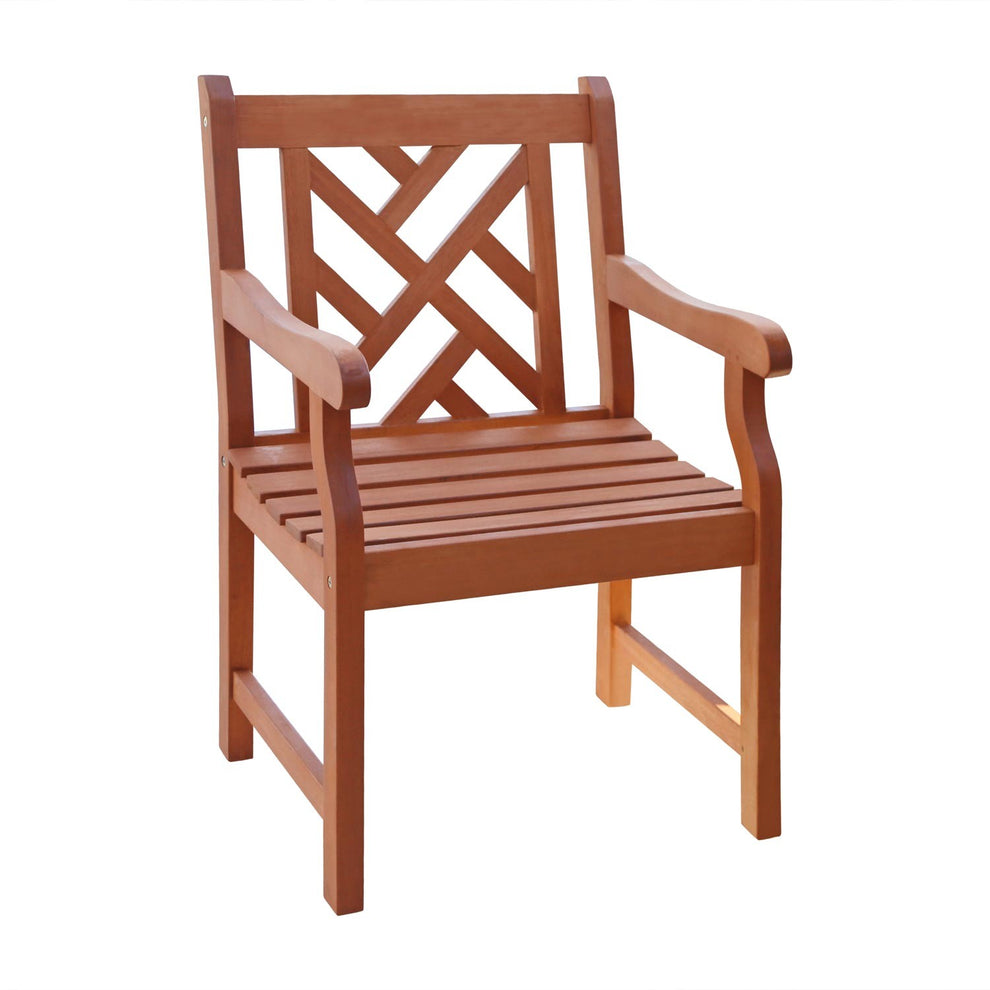 Brown Patio Armchair with Diagonal Design By Homeroots | Outdoor Chairs | Modishstore - 2