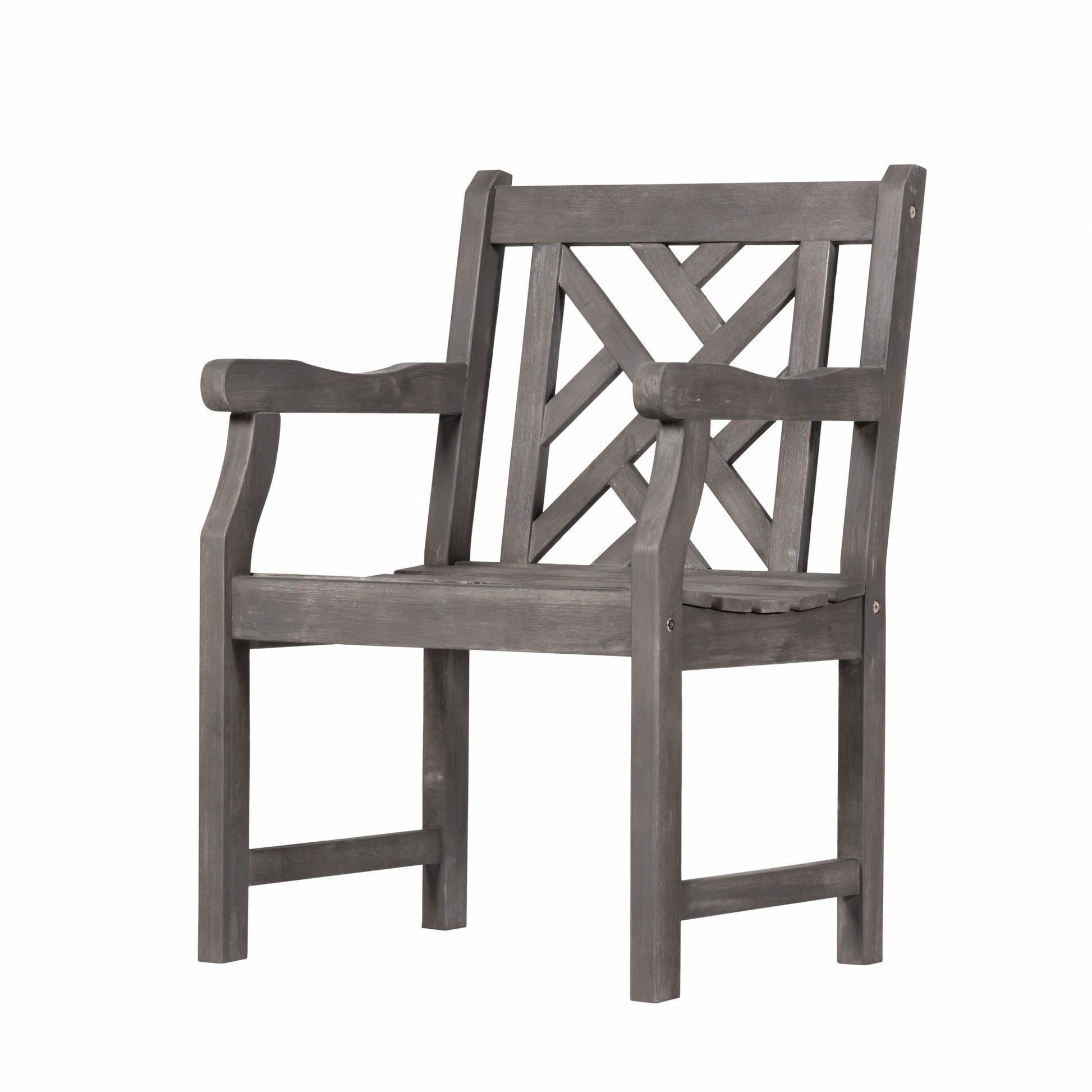Distressed Patio Armchair with Diagonal Design By Homeroots | Outdoor Chairs | Modishstore