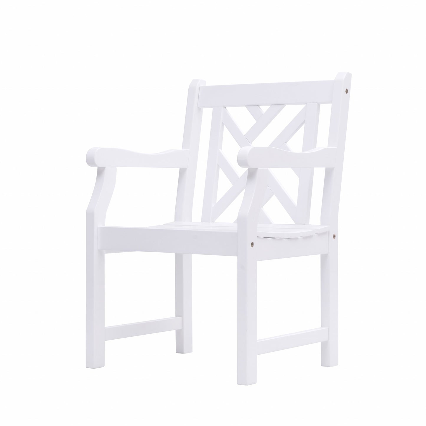 White Patio Armchair with Diagonal Design By Homeroots | Outdoor Chairs | Modishstore