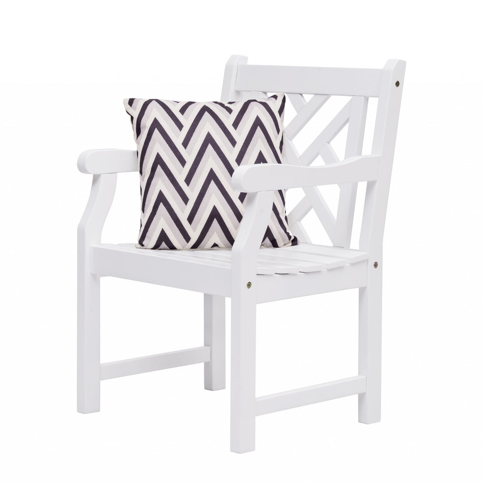 White Patio Armchair with Diagonal Design By Homeroots | Outdoor Chairs | Modishstore - 2