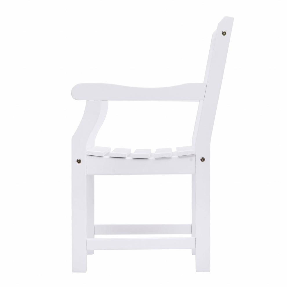 White Patio Armchair with Diagonal Design By Homeroots | Outdoor Chairs | Modishstore - 3