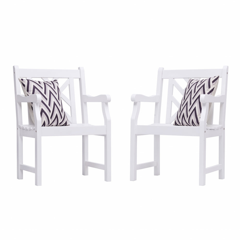 White Patio Armchair with Diagonal Design By Homeroots | Outdoor Chairs | Modishstore - 4