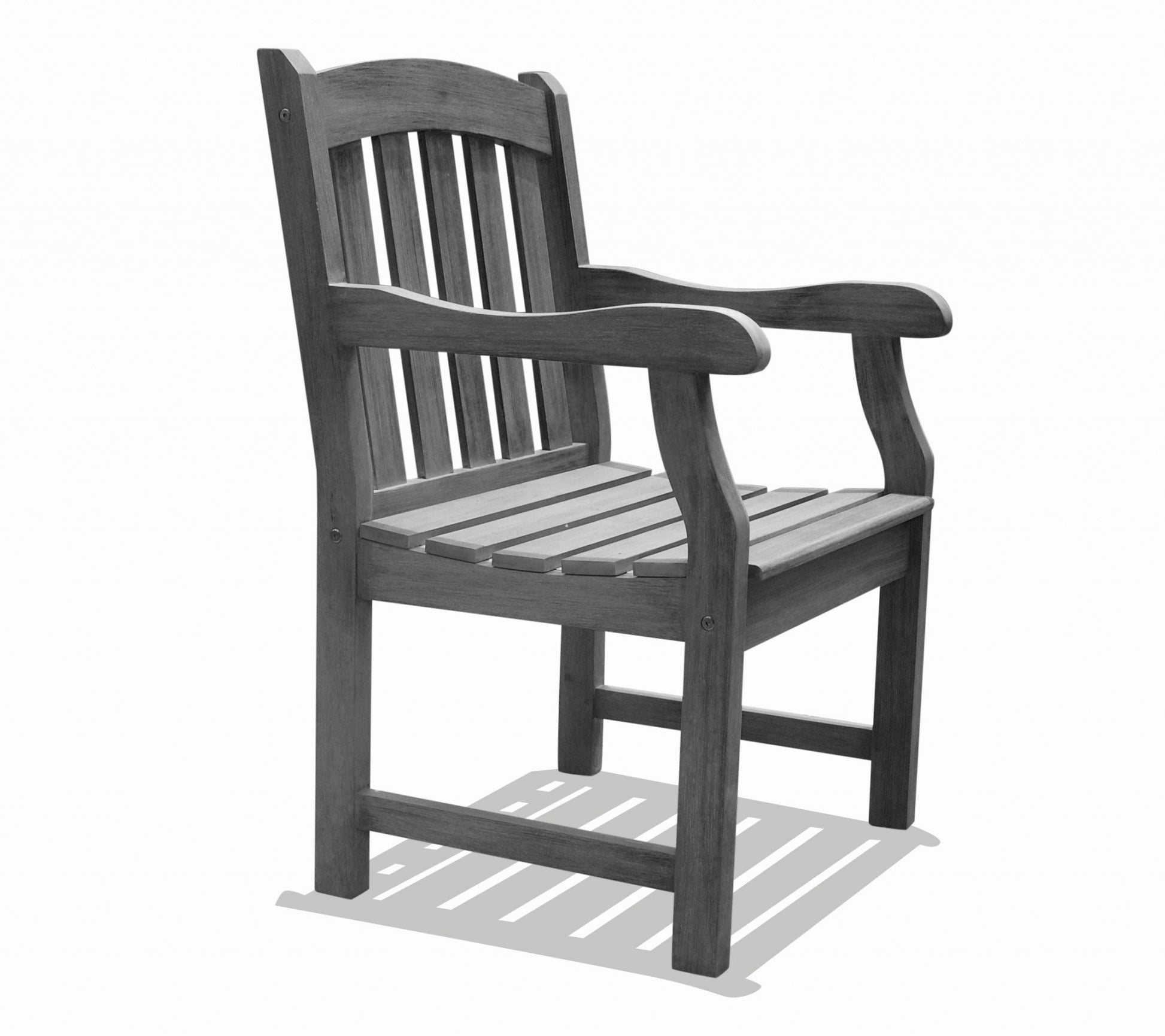 Distressed Patio Armchair with Horizontal Slats By Homeroots | Outdoor Chairs | Modishstore