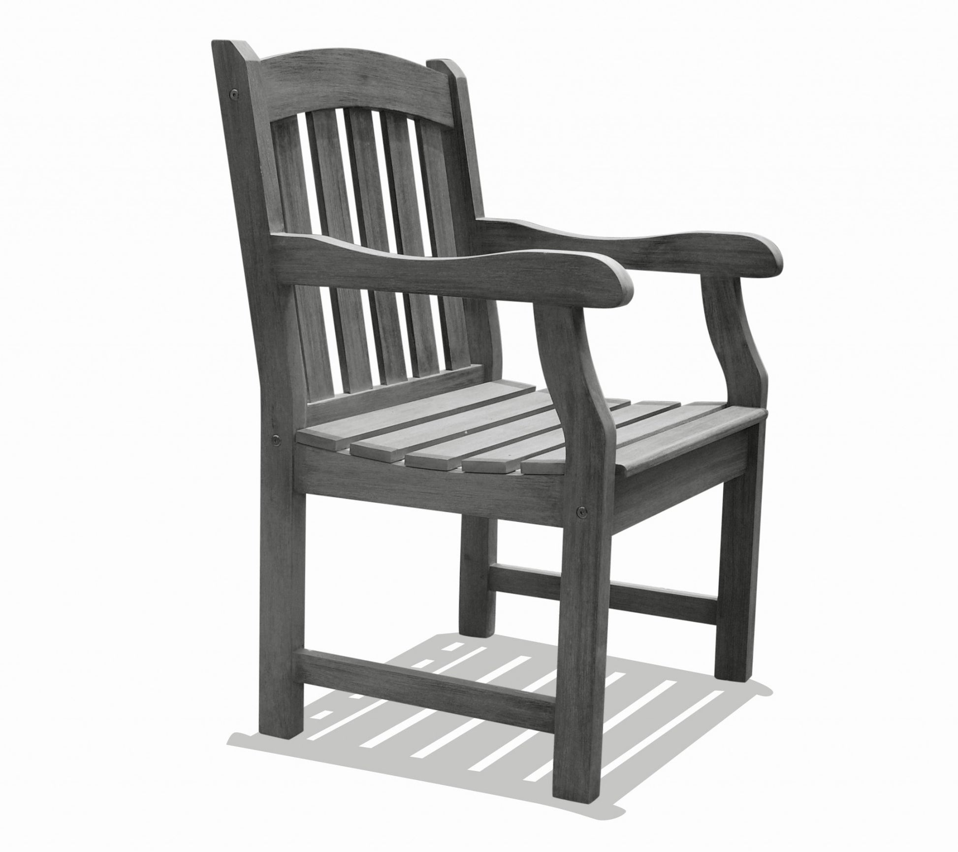 Distressed Patio Armchair with Horizontal Slats By Homeroots | Outdoor Chairs | Modishstore - 2