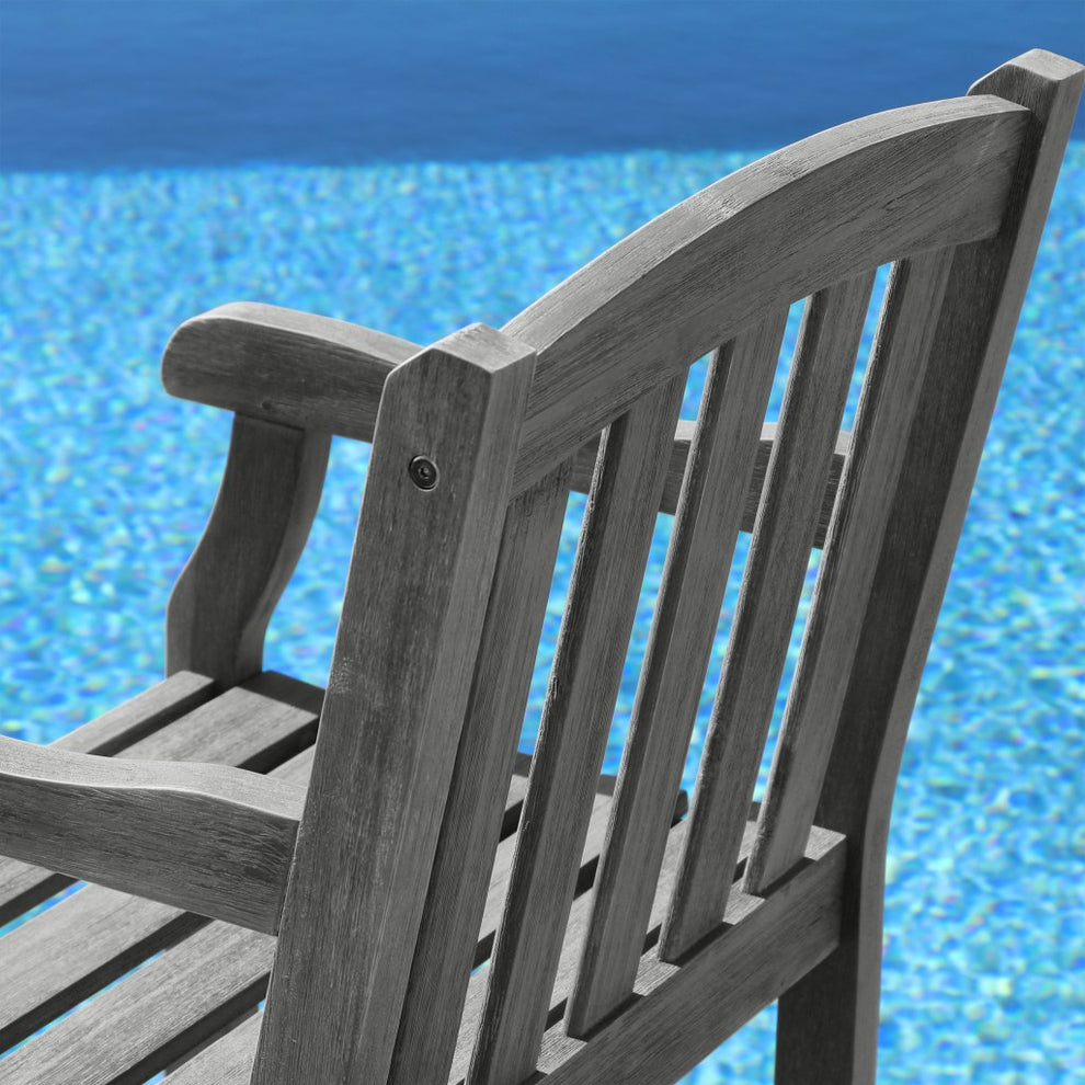 Distressed Patio Armchair with Horizontal Slats By Homeroots | Outdoor Chairs | Modishstore - 3