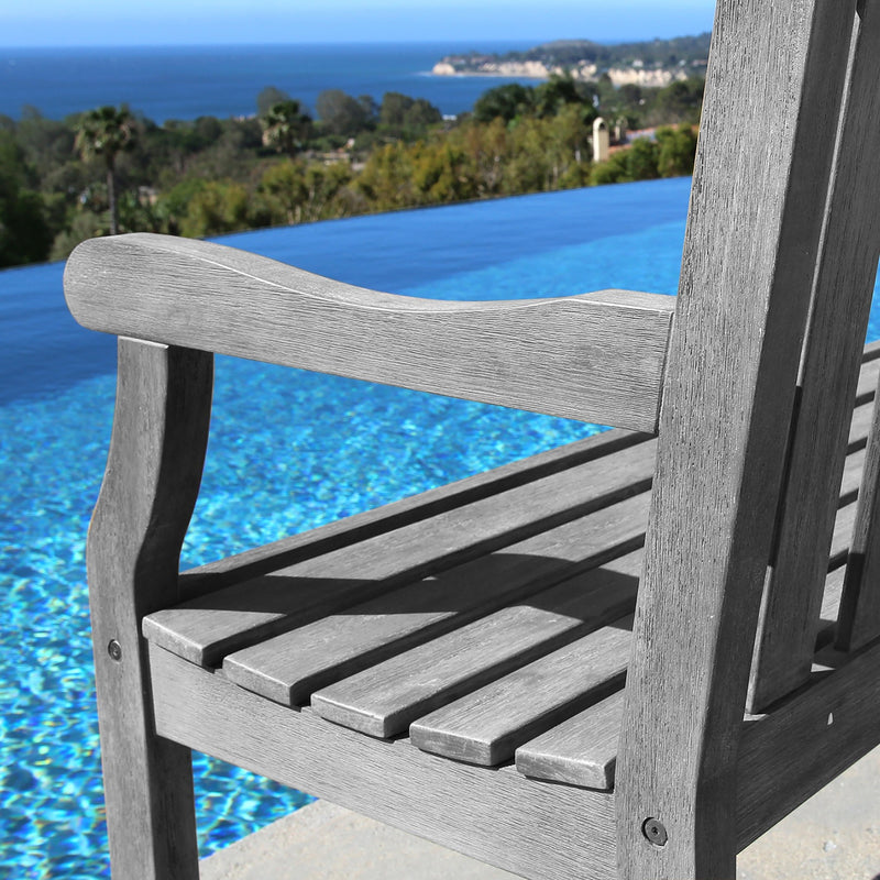 Distressed Patio Armchair with Horizontal Slats By Homeroots | Outdoor Chairs | Modishstore