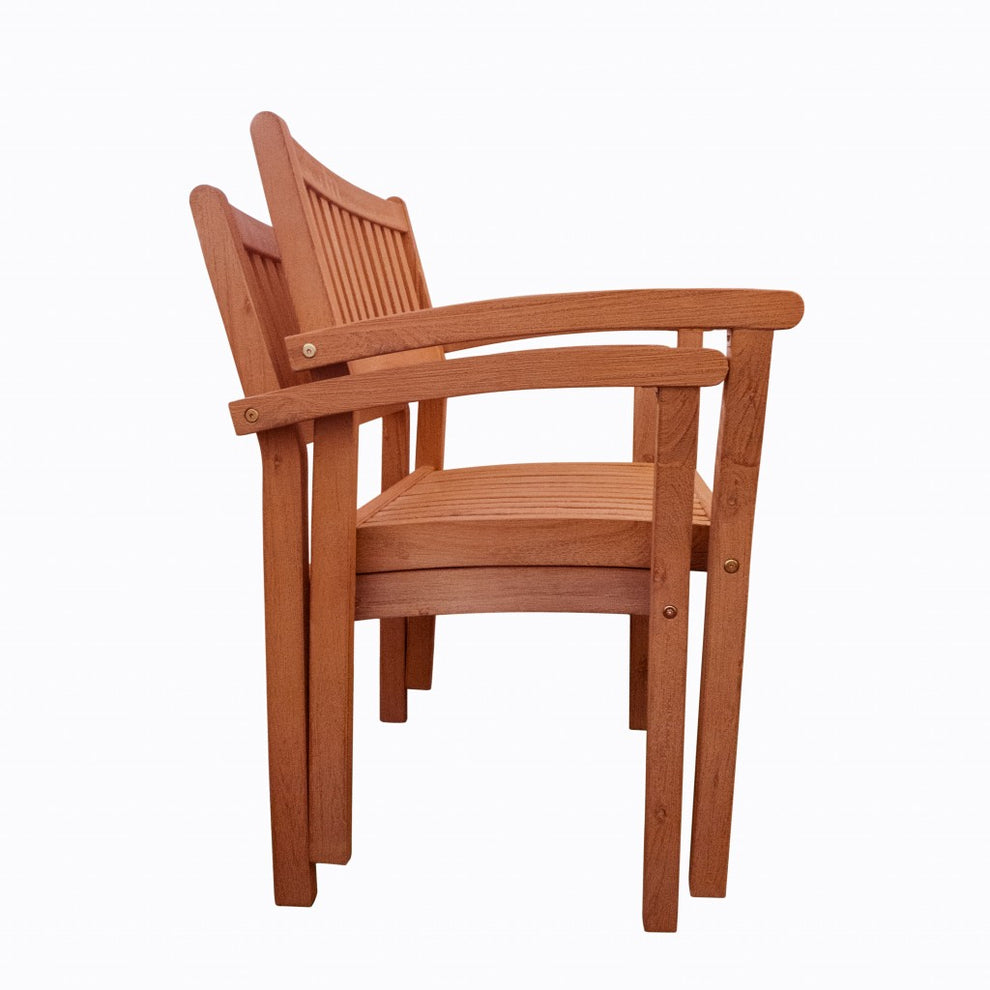 Brown Stacking Armchairs Set Of 2 By Homeroots | Outdoor Chairs | Modishstore - 2