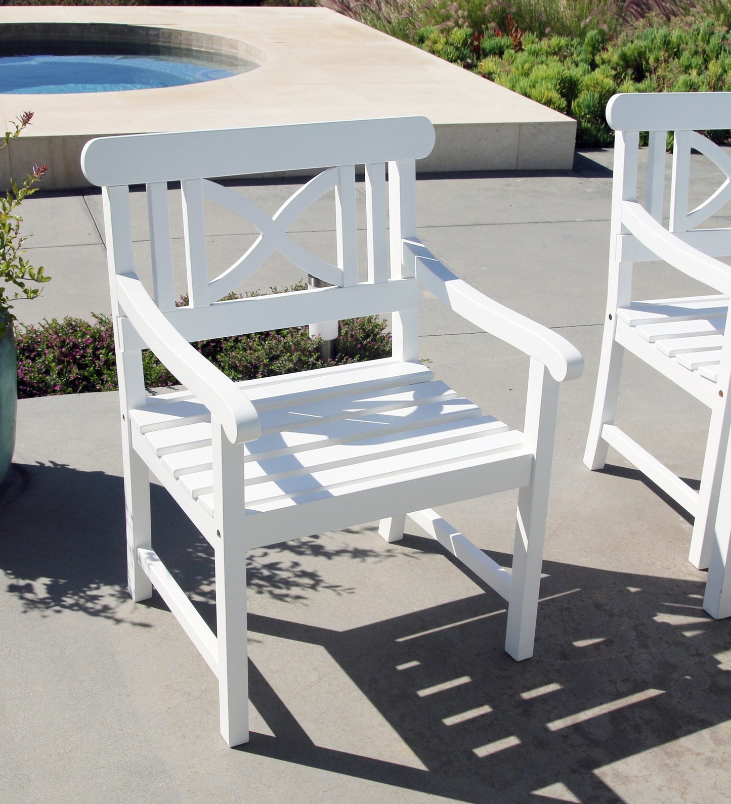 White Garden Armchair By Homeroots | Outdoor Chairs | Modishstore