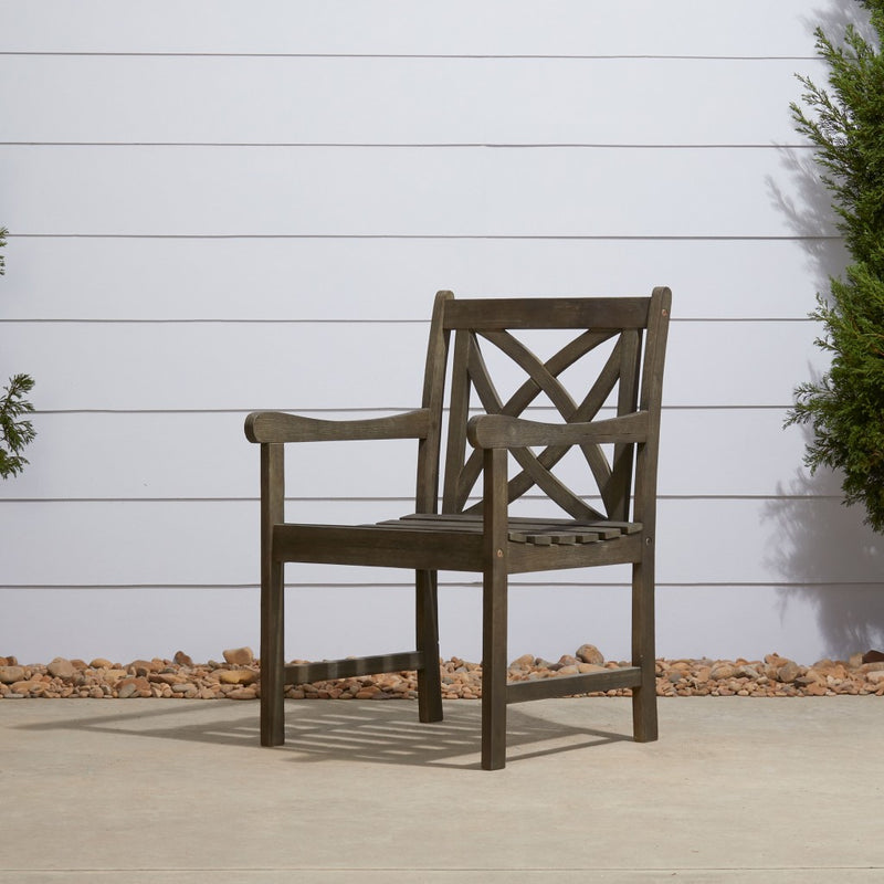 Distressed Patio Armchair with Decorative Back By Homeroots | Outdoor Chairs | Modishstore