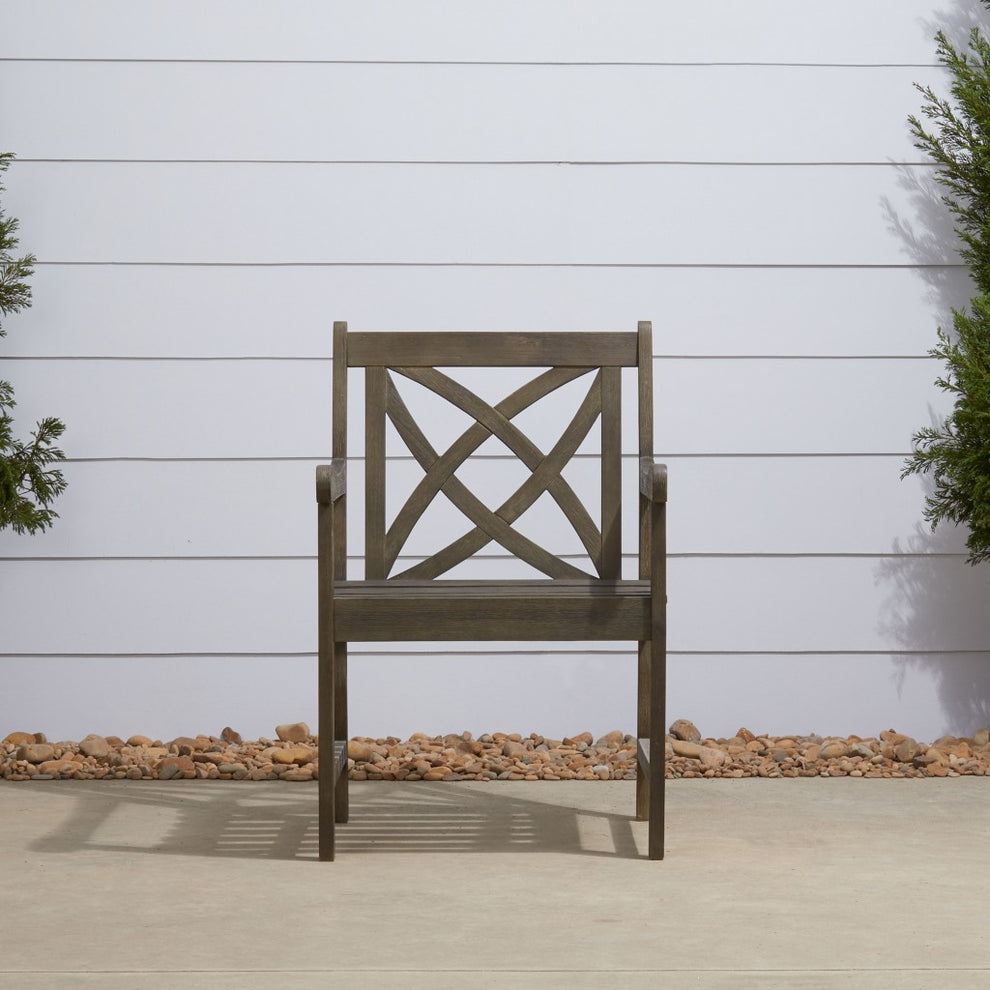 Distressed Patio Armchair with Decorative Back By Homeroots | Outdoor Chairs | Modishstore - 2