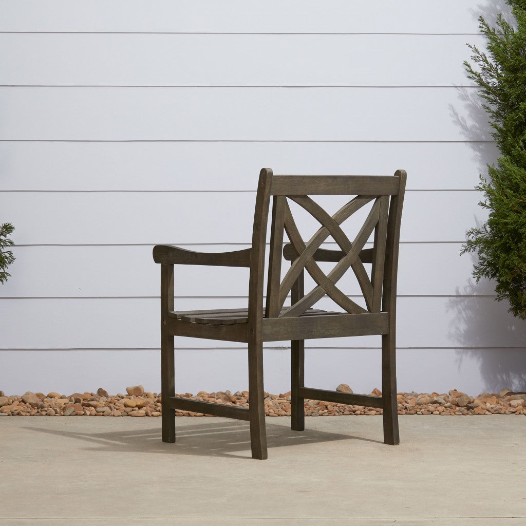 Distressed Patio Armchair with Decorative Back By Homeroots | Outdoor Chairs | Modishstore - 3