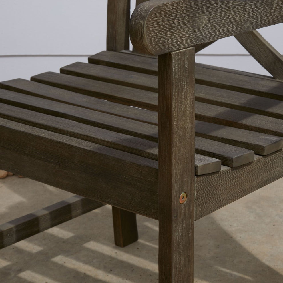 Distressed Patio Armchair with Decorative Back By Homeroots | Outdoor Chairs | Modishstore - 4