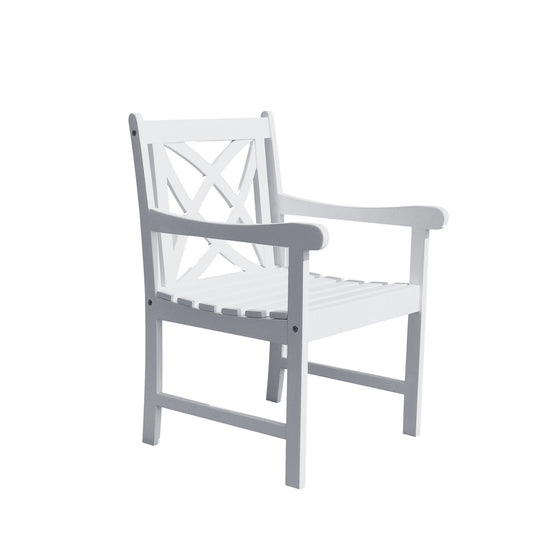 White Patio Armchair with Decorative Back By Homeroots | Outdoor Chairs | Modishstore