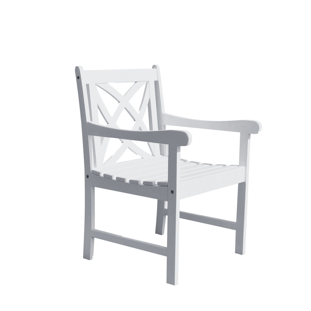 White Patio Armchair with Decorative Back By Homeroots | Outdoor Chairs | Modishstore - 2