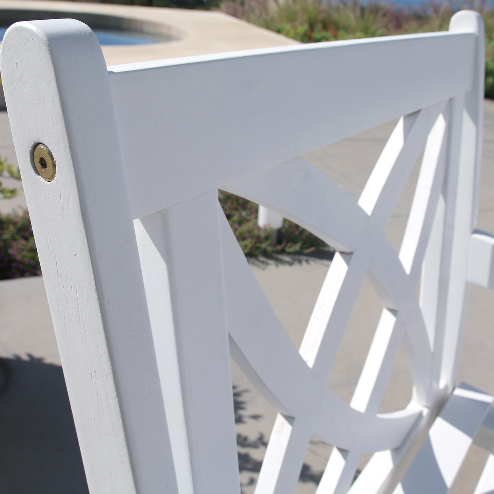 White Patio Armchair with Decorative Back By Homeroots | Outdoor Chairs | Modishstore - 3