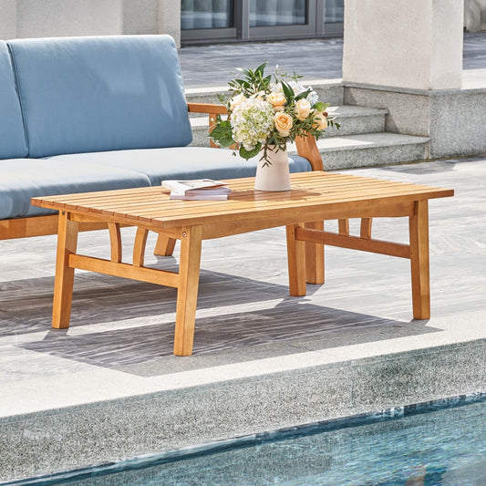 Natural Wood Outdoor Rectangular Coffee Table By Homeroots | Outdoor Tables | Modishstore