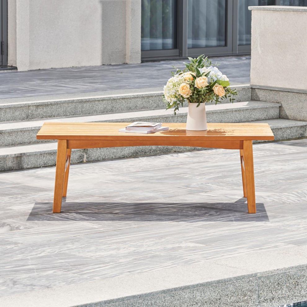 Natural Wood Outdoor Rectangular Coffee Table By Homeroots | Outdoor Tables | Modishstore - 2
