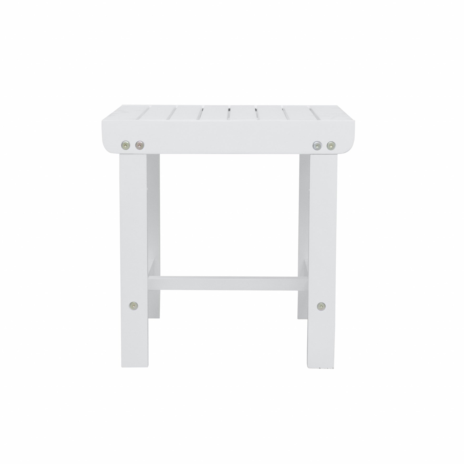 White Outdoor Wooden Side Table By Homeroots | Outdoor Tables | Modishstore - 2