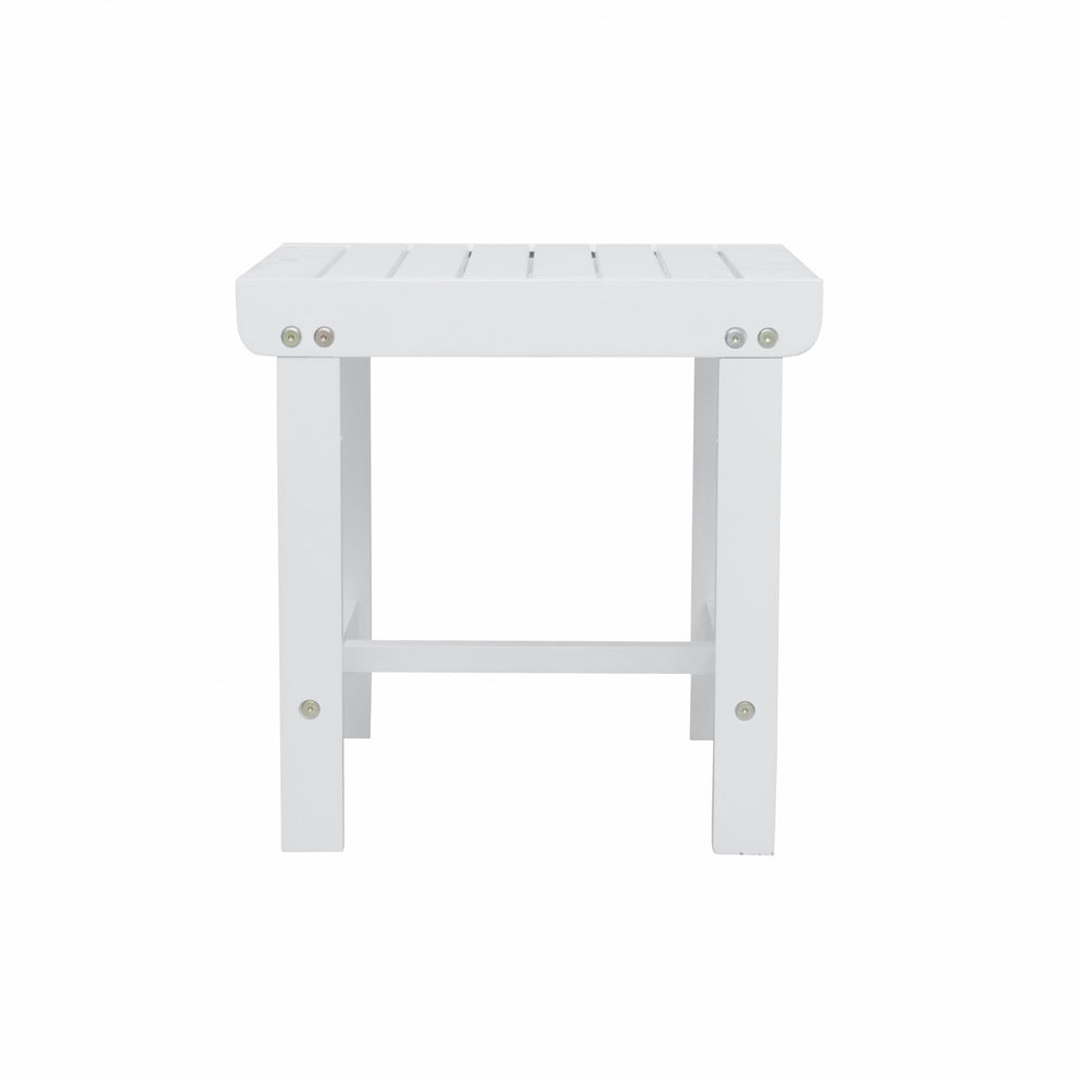 White Outdoor Wooden Side Table By Homeroots | Outdoor Tables | Modishstore - 2