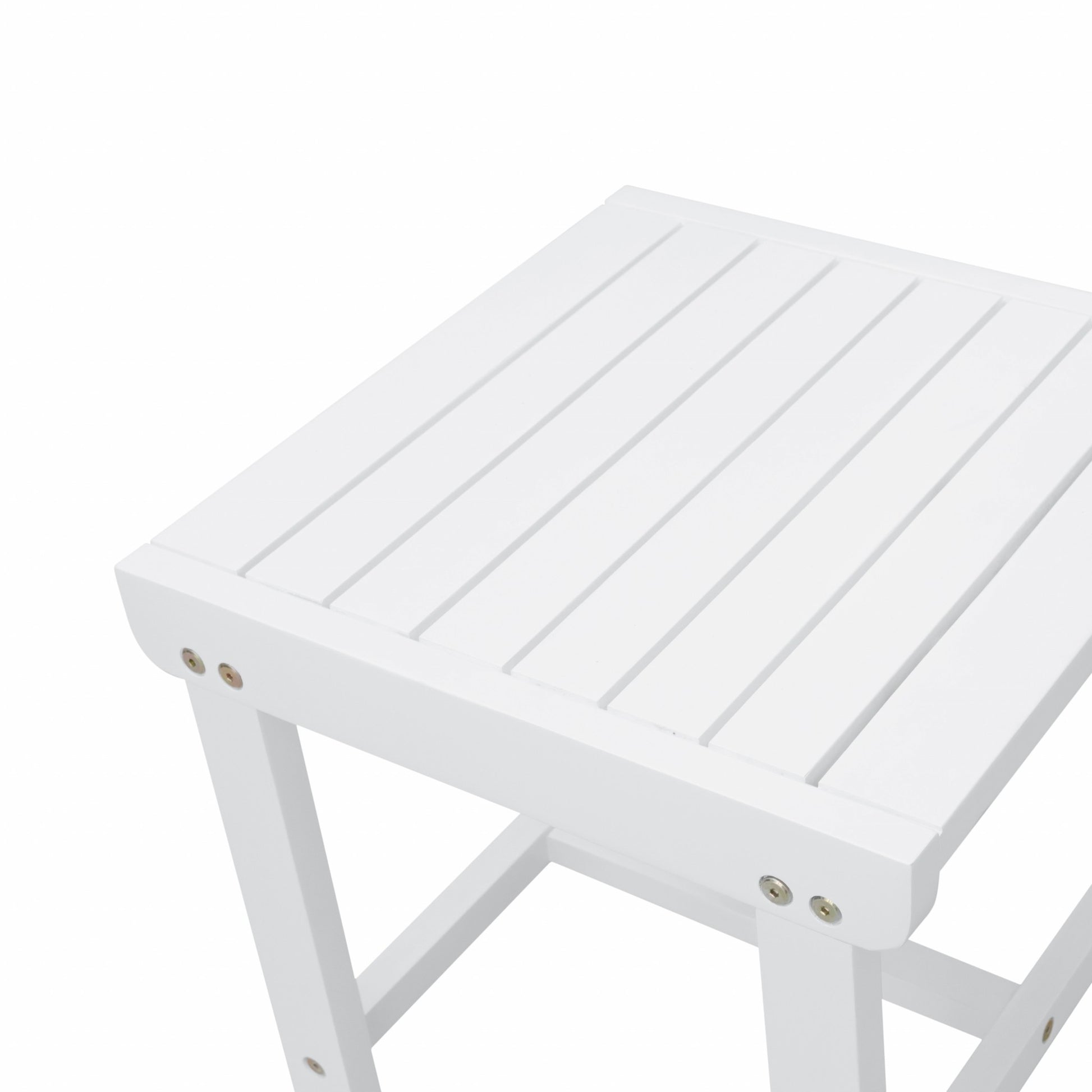 White Outdoor Wooden Side Table By Homeroots | Outdoor Tables | Modishstore - 4