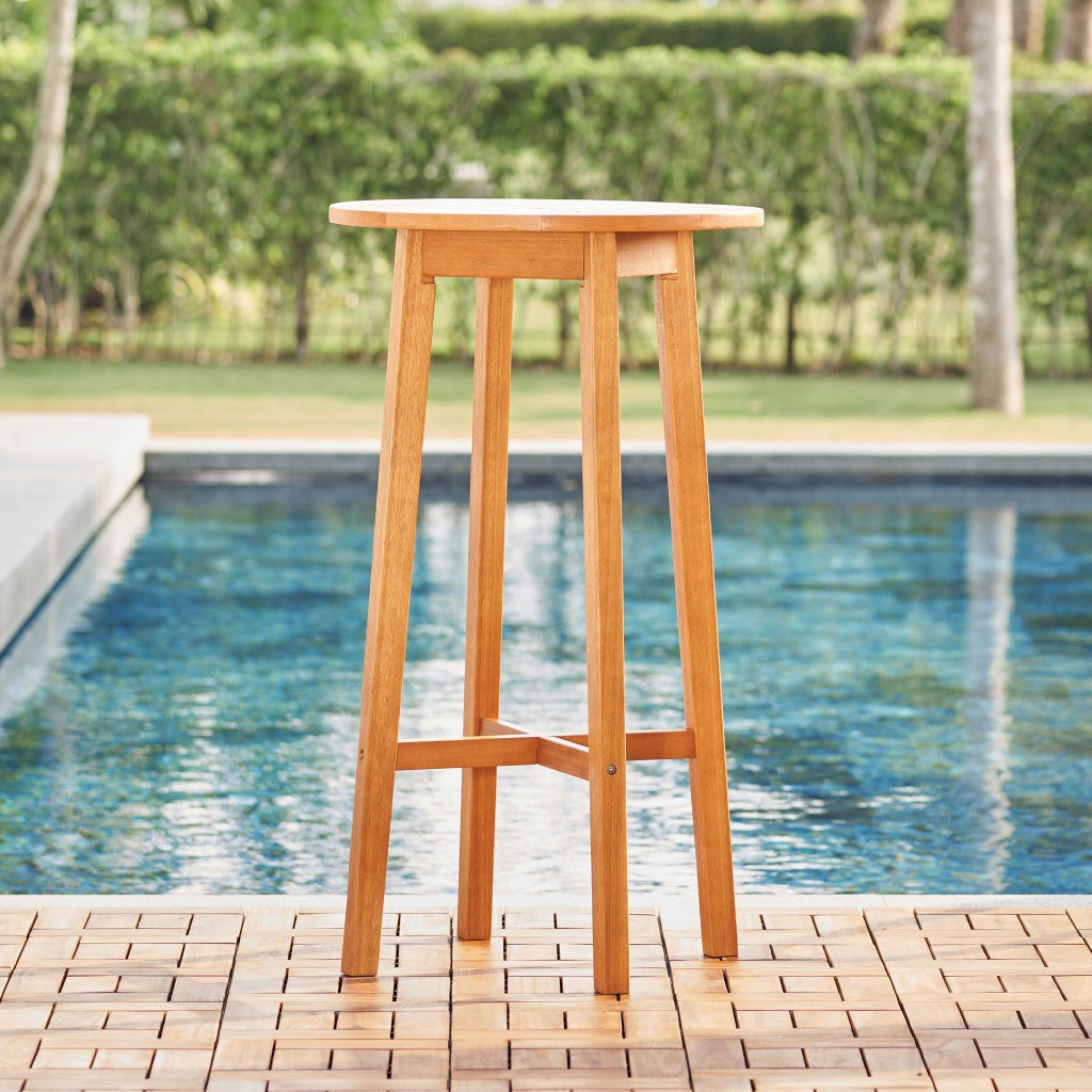 Natural Wood Round Bar Table By Homeroots | Outdoor Tables | Modishstore