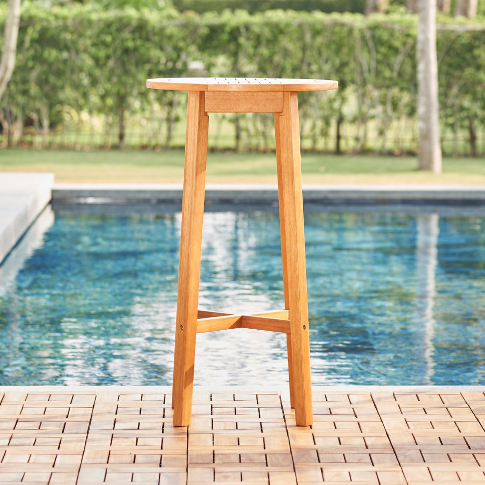 Natural Wood Round Bar Table By Homeroots | Outdoor Tables | Modishstore - 2