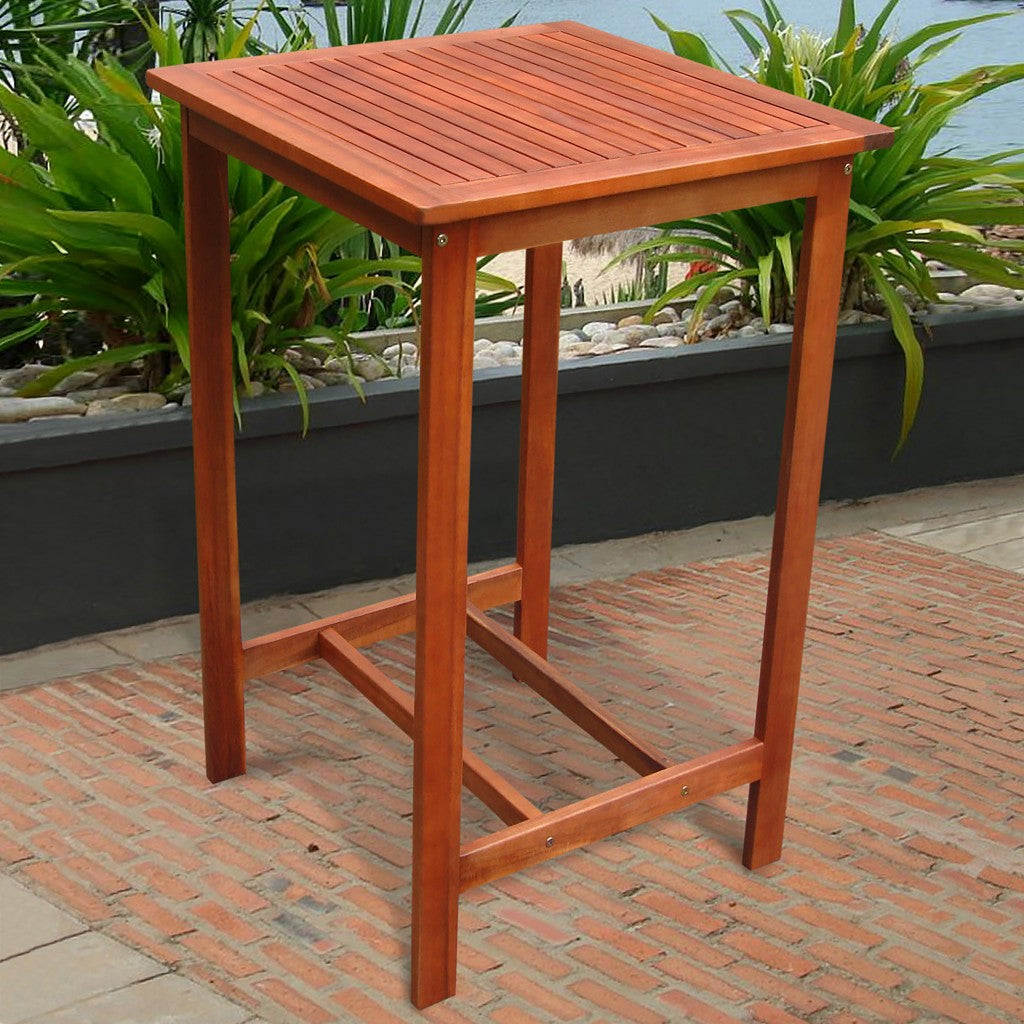 Chestnut Brown Square Bar Table By Homeroots | Outdoor Tables | Modishstore - 2