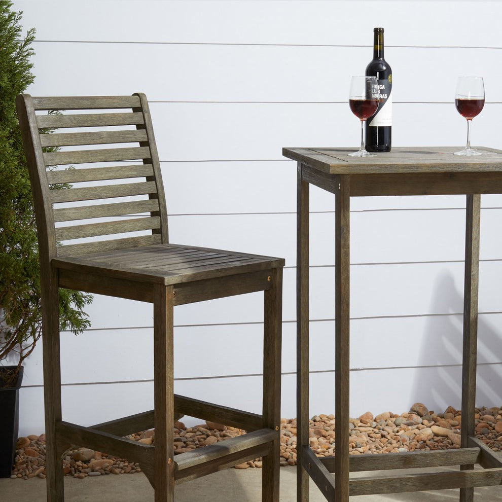 Distressed Grey Square Bar Table By Homeroots | Outdoor Tables | Modishstore - 4