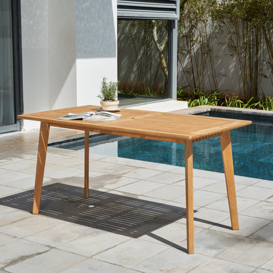 Natural Wood Dining Table with Slatted Top By Homeroots | Outdoor Tables | Modishstore