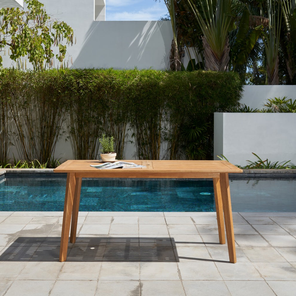 Natural Wood Dining Table with Slatted Top By Homeroots | Outdoor Tables | Modishstore - 2